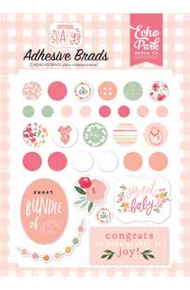 Welcome Baby Girl Adhesive Brads
