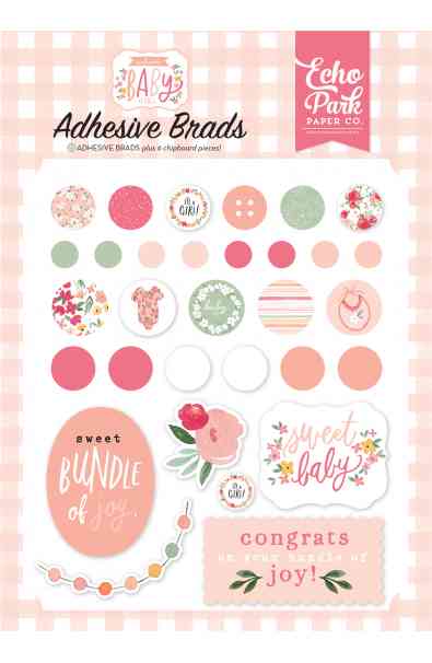 Welcome Baby Girl Adhesive Brads