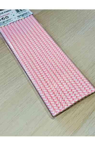 Cannucce Rosa Chevron bianco