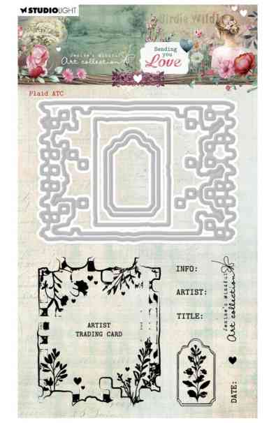 Timbro e fustella – Sending you love – Plaid ATC