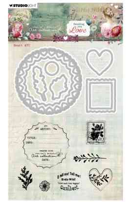 Timbro e fustella – Sending you love – Heart ATC