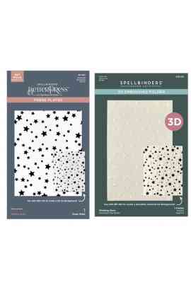 Fustella - Wishing and Falling Stard 3d Embossing Folder and Better Press Bundle
