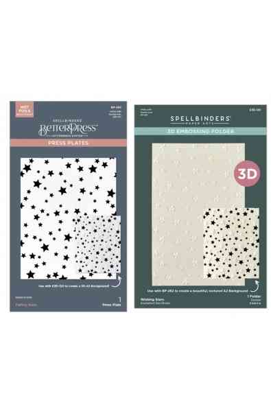 Fustella - Wishing and Falling Stard 3d Embossing Folder and Better Press Bundle