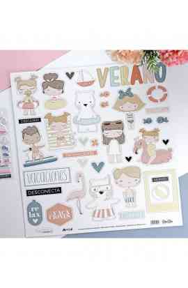 Ohana en la playa - chipboard stickers