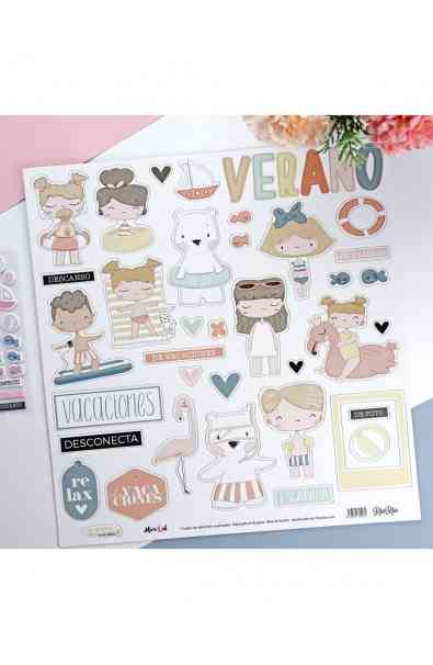 Ohana en la playa - chipboard stickers