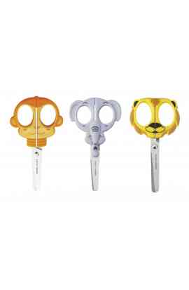 Set di 3 forbici in metallo con punta arrotondata (Monkey, Elephant, Lion)
