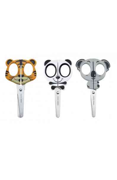 Set di 3 forbici in metallo con punta arrotondata (Tiger, Koala, Panda)