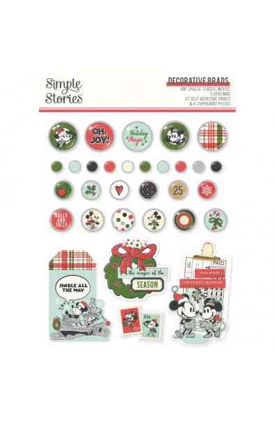 Say Cheese Classic Mouse Christmas - Decorative Brads